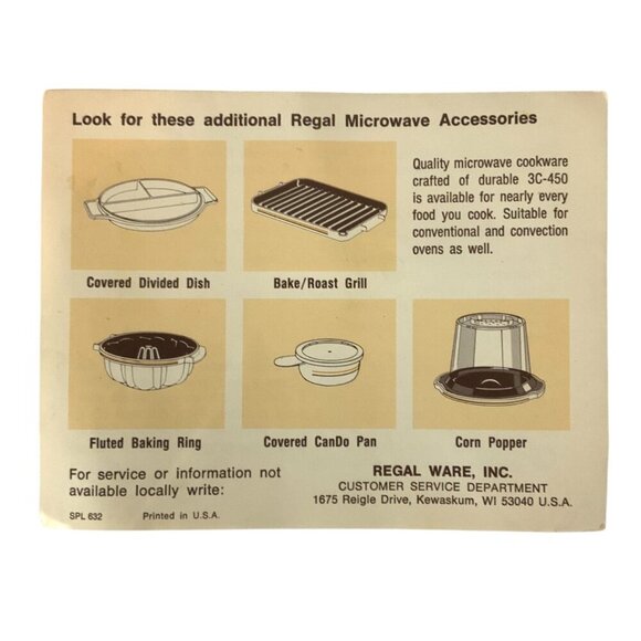 Vintage Regal Microwave Covered Casserole Dish 2L with Instruction Booklet - Picture 3 of 14